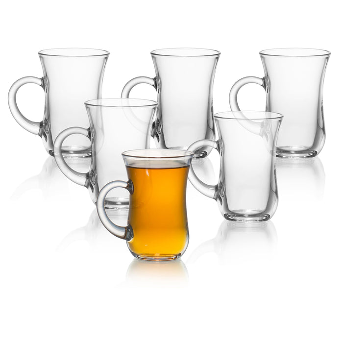 Red Co. Original Turkish Tea Glasses with Handles, 4 3/4 Ounce - Set of 6, Small