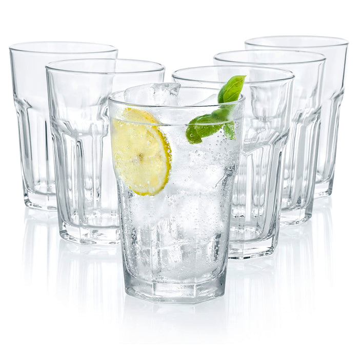Red Co. Classic Design Tumbler Drinking Glass Beverage Glasses, Set of 6