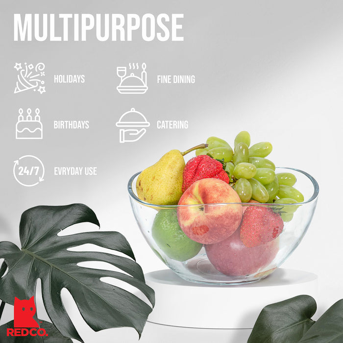 Medium Clear Glass Wavy Serving Mixing Bowl, 4"H, 63.5 oz