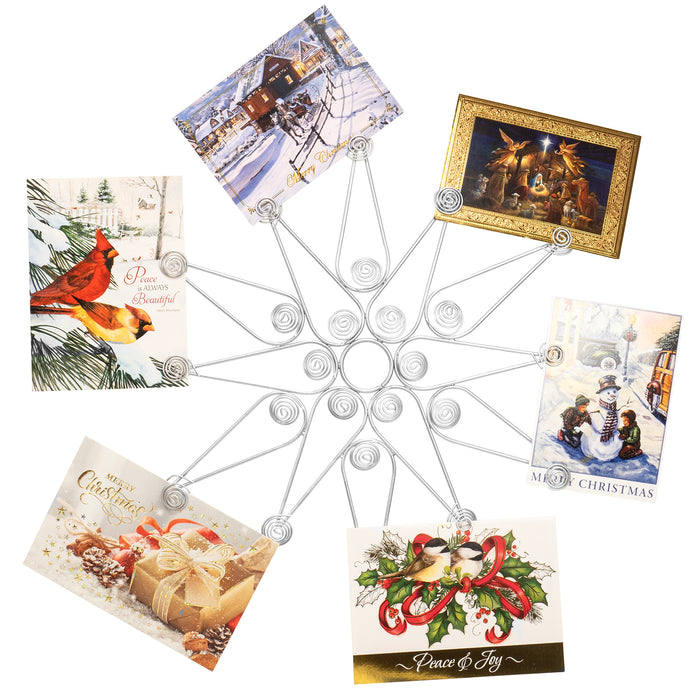 Red Co. 17” Decorative Metal Christmas Star Wall Display Card & Photo Holder Rack