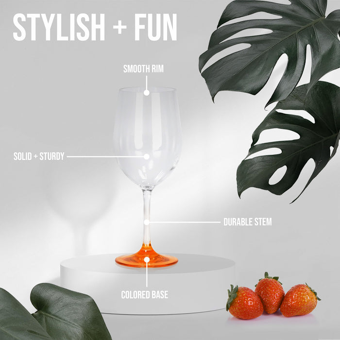 Red Co. Set of 6 Classic Clear Acrylic 12 Fl Oz Outdoor Wine Goblets