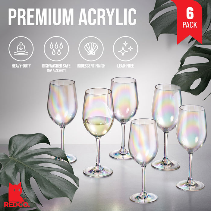 Red Co. Set of 6 Classic Clear Acrylic 12 Fl Oz Outdoor Wine Goblets
