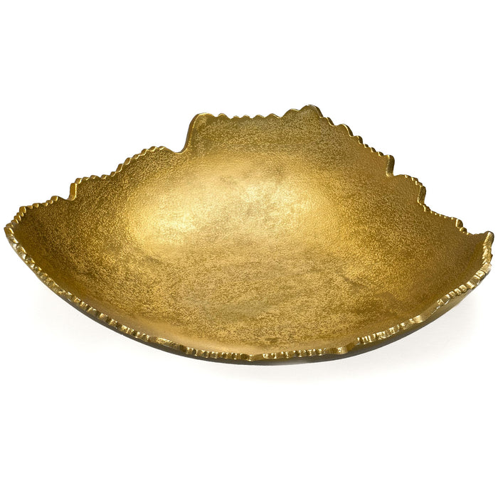 Red Co. 12” Decorative Antique Golden Allure Torn Metal Centerpiece Bowl with Sculpted Edges