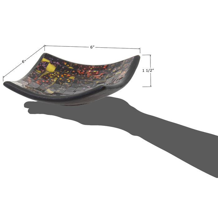 Red Co. Glass Mosaic Ceramic Catch-All Tray, Decorative Accent and Centerpiece Plate - Squared