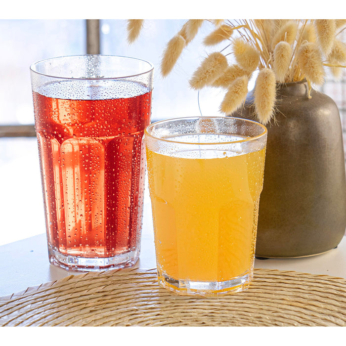 Red Co. Set of 12 Heavy Duty Clear Classic Acrylic Outdoor Mixed Drinkware Rocks Tumblers, 14 Fl Oz Lowball and 20 Fl Oz Highball Glasses