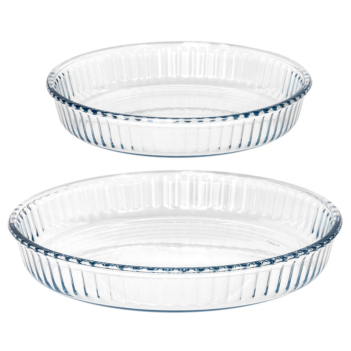 Red Co. Heat Resistant Cake and Pie Glass Dish, Set of 2