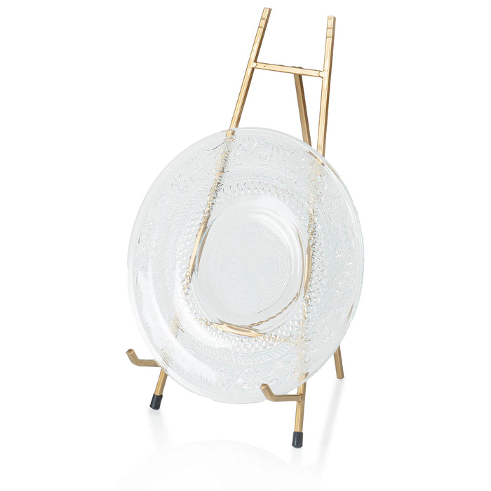 Red Co. 15” Tall Modern Metal Tripod Plate Stand and Art Holder Easel, Gold