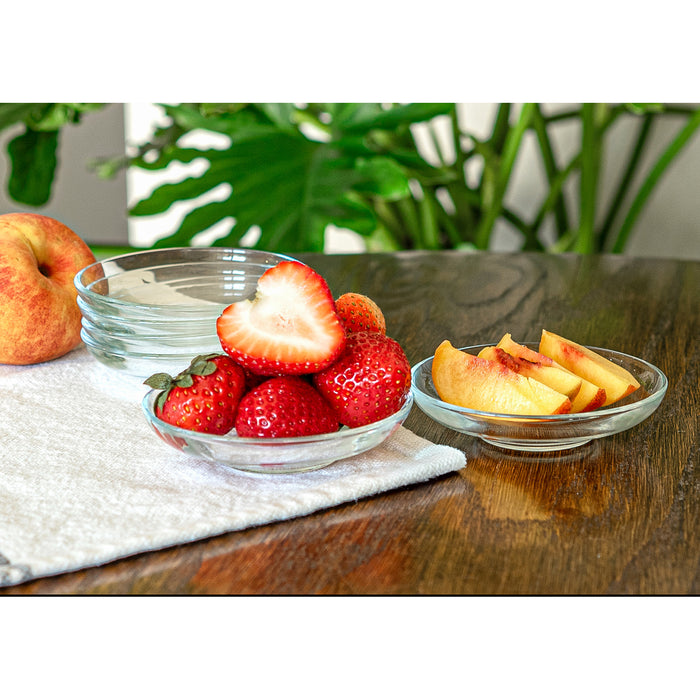 Red Co. Set of 6 Classic 4” Dia Clear Glass Appetizer Serving Saucer Plates