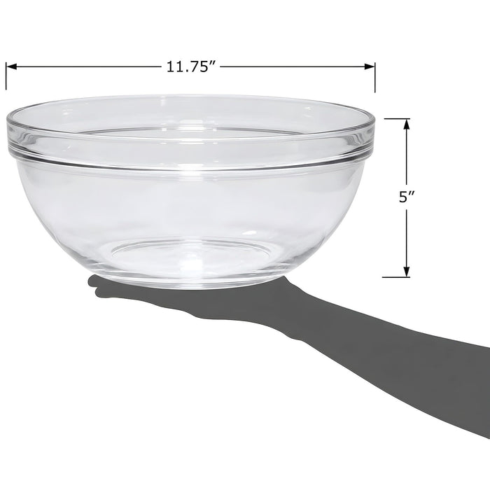 Red Co. 5.8 Quart Fully Tempered Clear Glass Mixing and Prepping Bowl with Safety Rim, Large