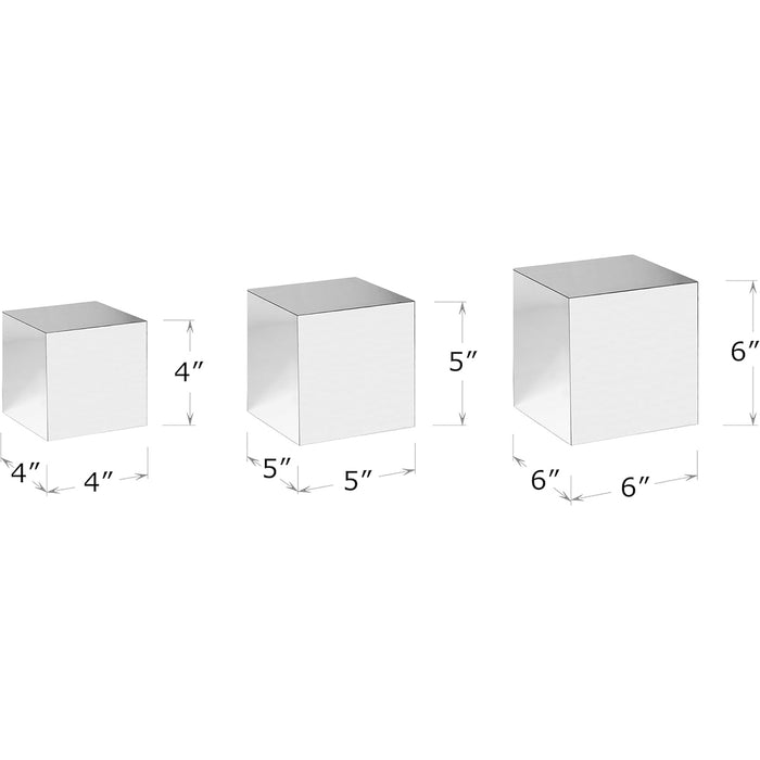 Red Co. Glossy Silver Acrylic Cube Display Nesting Riser Stands with Hollow Bottoms - 3-Pack