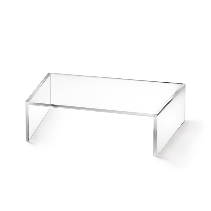 Red Co. Set of 3 Modern Clear Acrylic Desktop Computer Monitor Stands with Adjustable Length & Angle, 14.7” x 9” x 4”