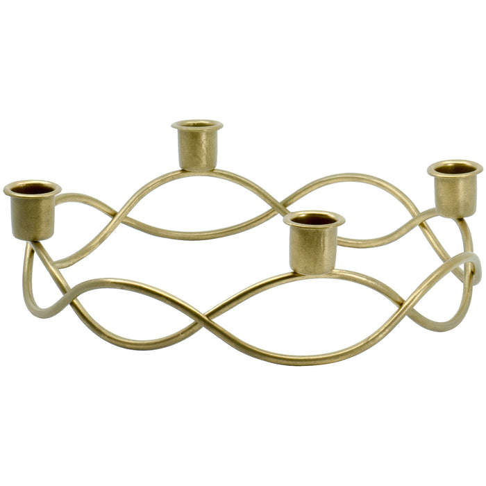 Red Co. 10" Dia Metal Christmas Advent Wreath Taper Candle Holder, Seasonal Centerpiece Decor - Old Gold