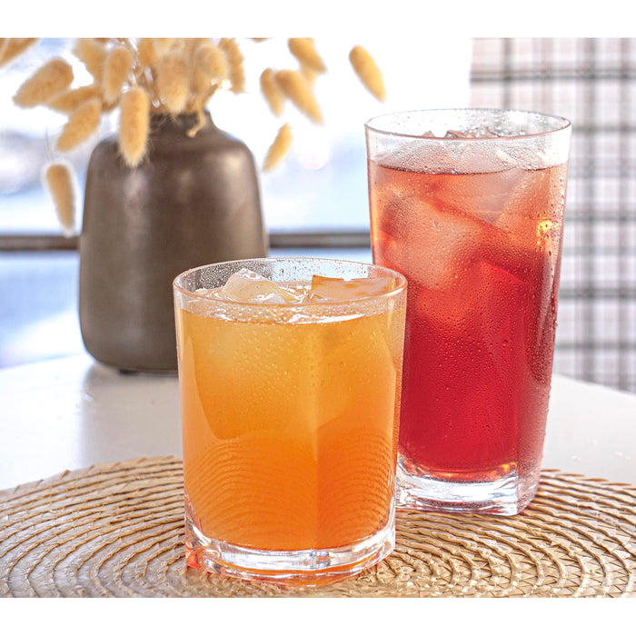 Red Co. Set of 12 Heavy Duty Clear Classic Acrylic Outdoor Mixed Drinkware Tumblers, 17 Fl Oz Lowball and 22 Fl Oz Highball Glasses