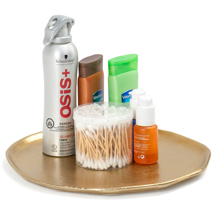 Red Co. 12” Dia Decorative Uneven Round Textured Metal Centerpiece Plate Tray, Gold Visit the Red Co. Store