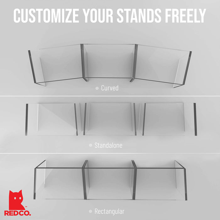Red Co. Set of 3 Modern Clear Acrylic Desktop Computer Monitor Stands with Adjustable Length & Angle, 14.7” x 9” x 4”