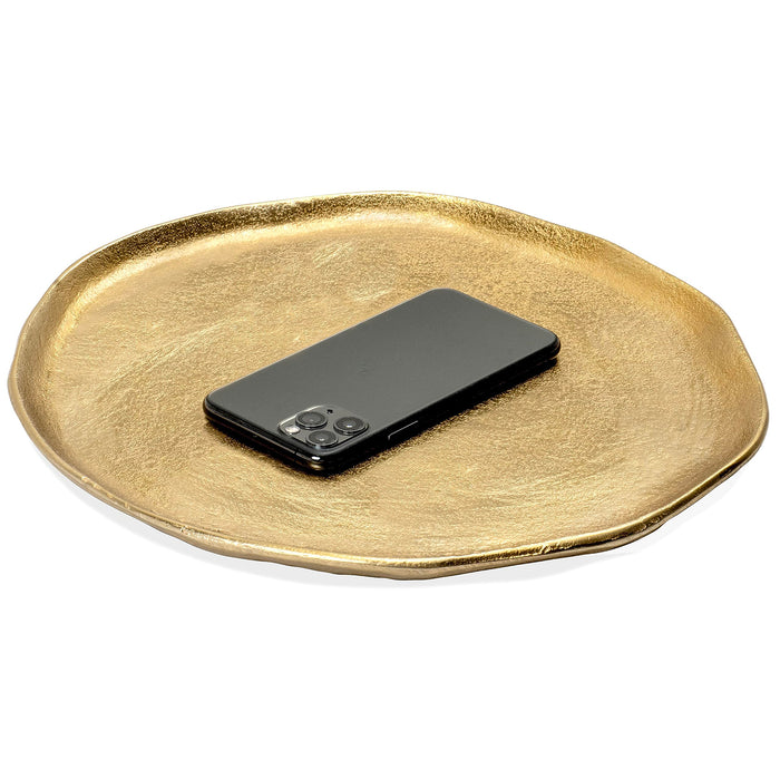 Red Co. 12” Dia Decorative Uneven Round Textured Metal Centerpiece Plate Tray, Gold Visit the Red Co. Store