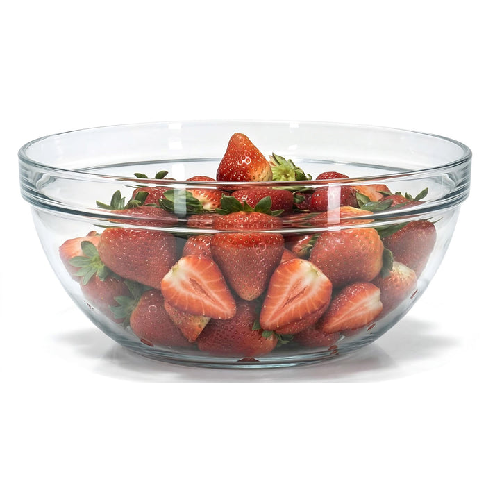 Red Co. 5.8 Quart Fully Tempered Clear Glass Mixing and Prepping Bowl with Safety Rim, Large