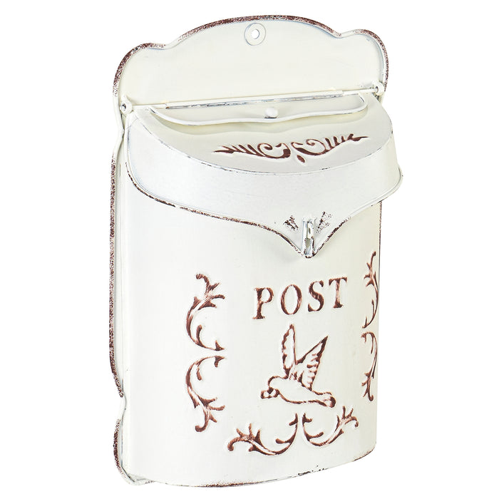 Red Co. 10.5” x 15.5” Aged Shabby Chic Metal Wall-Mounted Embossed Post Mailbox Decoration