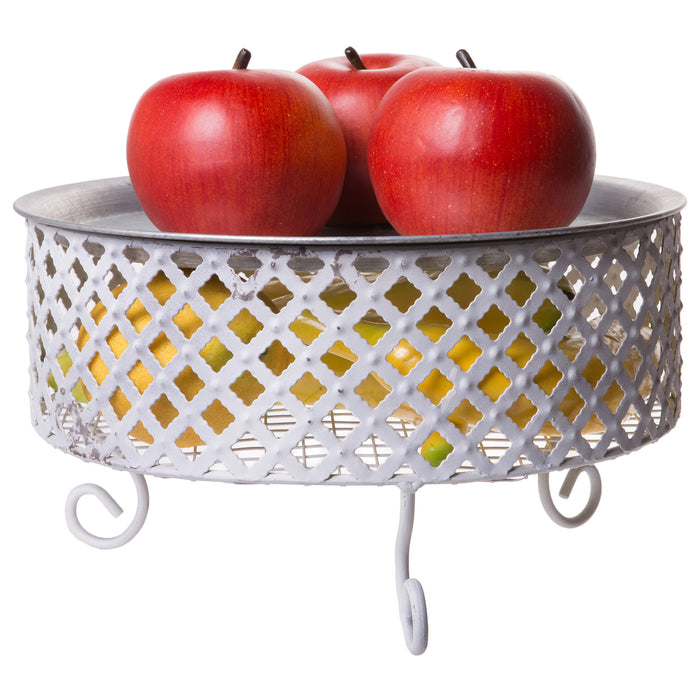 Red Co. Old Fashioned Vintage Large Trinket Tray with Lattice Display Pedestal