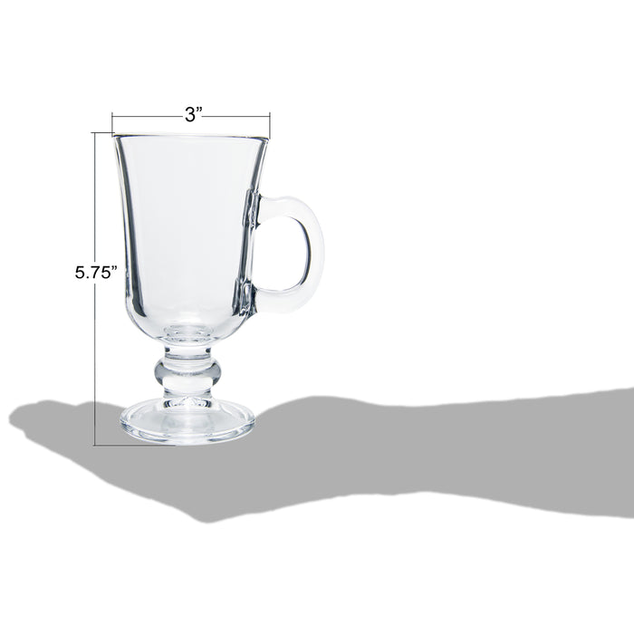 Red Co. Original Footed Clear Glass Irish Coffee Mug, Set of 6 - 7.75 Ounce