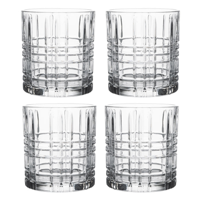 Old Fashioned Whiskey Scotch Bourbon Drinking Glasses, Crystal Cut Design with Air Bubble & Heavy Base, Set of 4, 11 Oz