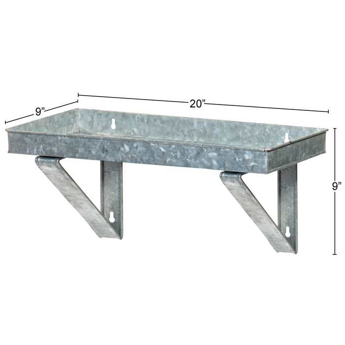 Red Co. Multipurpose Rustic Wall-Mounted Galvanized Metal Work Display Shelf for Kitchen, Bathroom, Entryway, 20”
