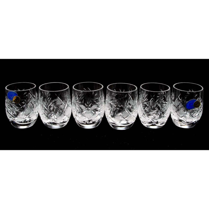SET of 6 Russian CUT Crystal Shot Glasses "Barrel" 50 ml Hand Made