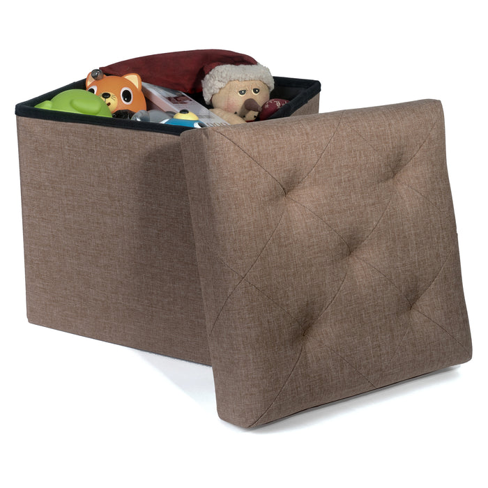 Folding Cube Storage Ottoman with Padded Seat, 15" x 15" - Platinum Series