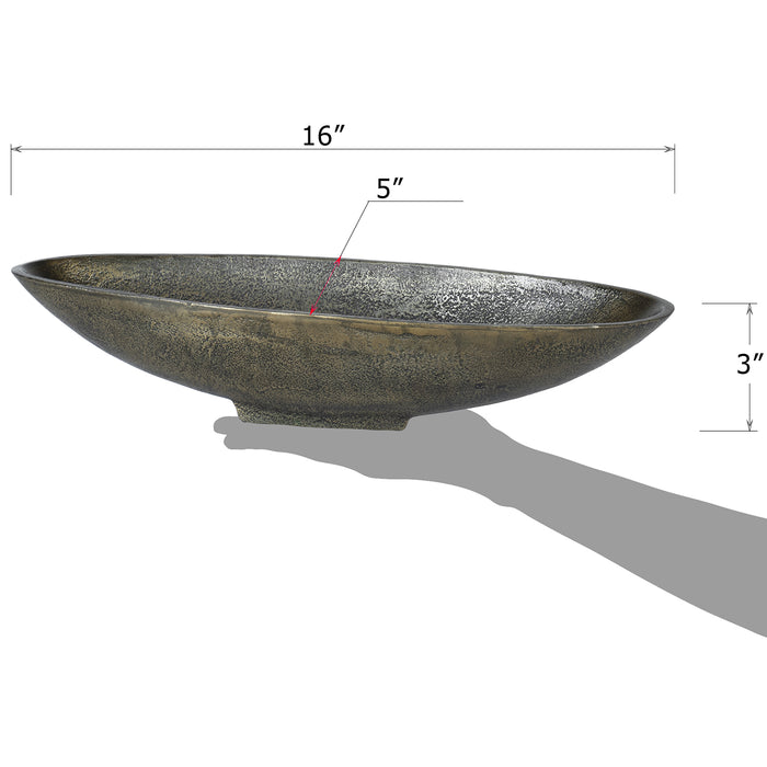 Red Co. 16” Long Oval Decorative Aluminum Metal Pedestal Centerpiece Bowl in Silver Finish