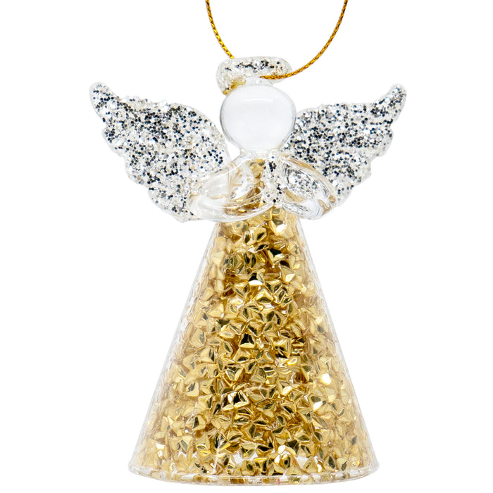 Red Co. Glass Praying Holy Angel Figurines, Hanging Christmas Tree Ornaments, Holiday Season Decor, 3.5 Inches, Set of 4