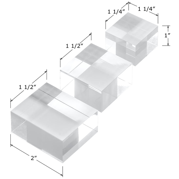Red Co. Crystal Clear Polished Solid Acrylic Cube Jewelry Display Stands | Transparent - 3-Pack