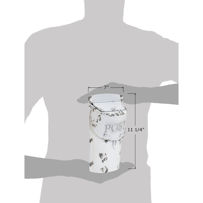 Rustic Style White Post Mailbox Wall Mounted Design - 11 h x 7 w Inches - Small