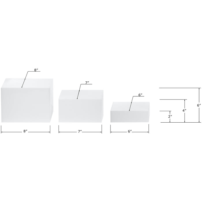 Set of 3 Acrylic Cube Display Nesting Risers with Hollow Bottoms