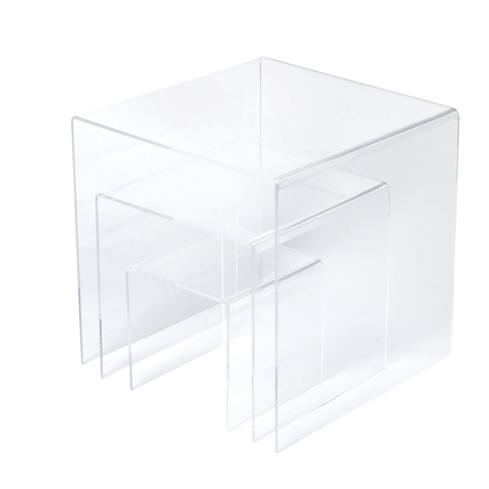 Set of 3 Premium Quality Clear Acrylic Display Stand Risers, 1/8 Inches Thick - 4, 6, 8 Inches