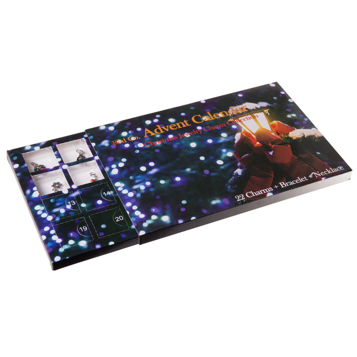 Red Co. Christmas Advent Charm Calendar with 1 Bracelet, 1 Necklace & 22 Unique Charms Jewelry Set - 24 Gifts Total Present for Daughter, Niece, Granddaughter