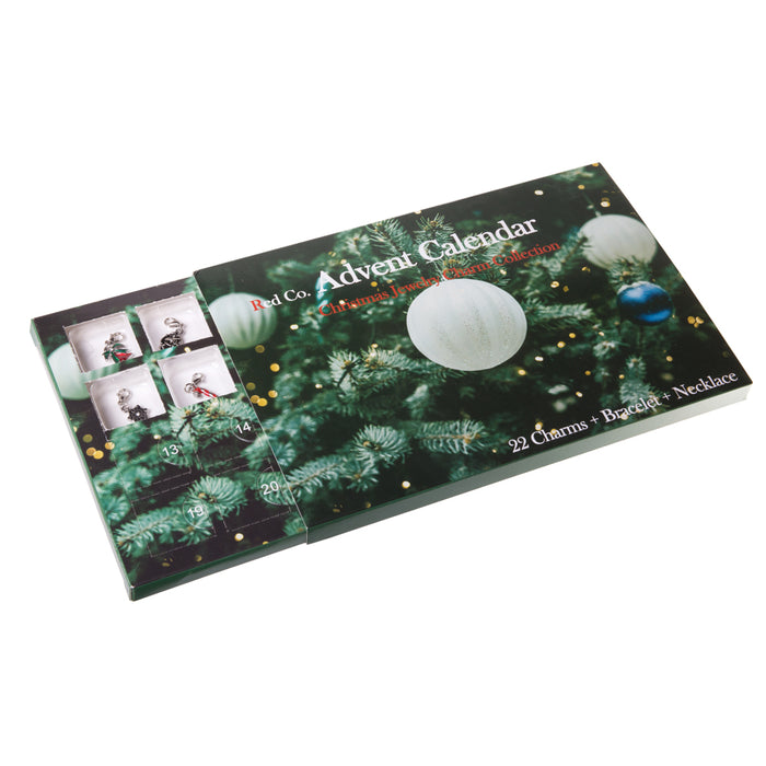 Red Co. Christmas Advent Charm Calendar with 1 Bracelet, 1 Necklace & 22 Unique Charms Jewelry Set - 24 Gifts Total Present for Daughter, Niece, Granddaughter