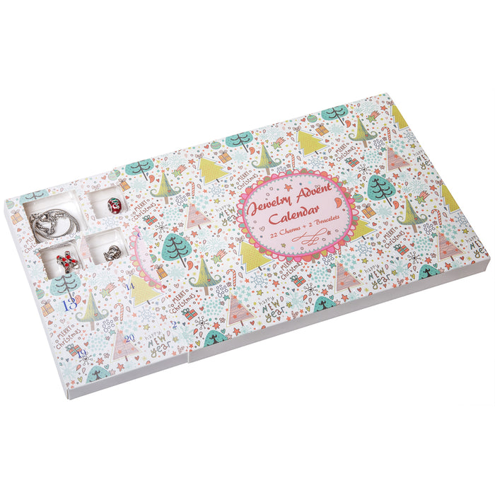 Red Co. Christmas Advent Charm Calendar with 2 Bracelets & 22 Unique Charms Jewelry Set - 24 Gifts Total Present for Daughter, Niece, Granddaughter