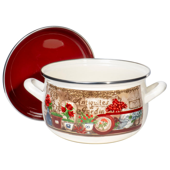 Enamel On Steel Round Covered Stockpot - Pasta Stock Stew Soup Casserole Dish Cooking Pot with Lid