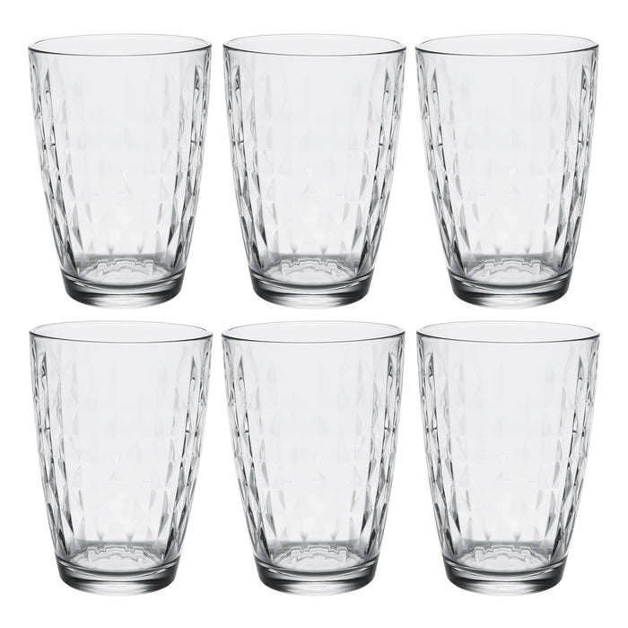 Artemis Modern Clear Glass Iced Tea Cups, Drinking Glasses Water Juice Soda Beverage Tumblers, Set of 6