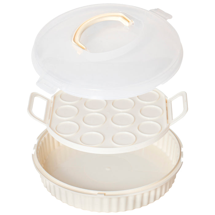 Red Co. Plastic Cupcake Carrier Holder, Pastry Storage & Carrying Container with Lid & Handle, 13"