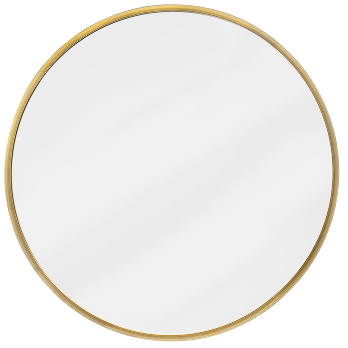 Red Co. Round Wall Accent Mirror with Brushed Metal Frame, Large