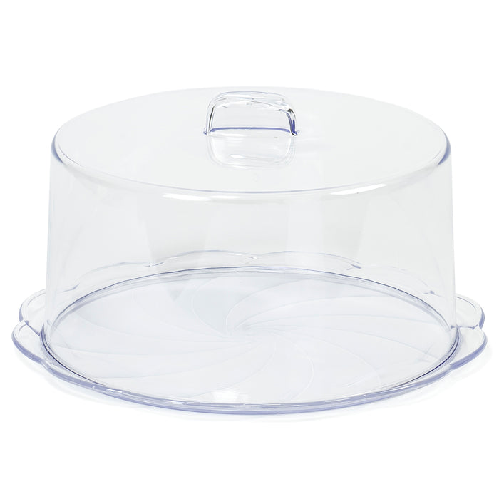 Clear Plastic Cake Platter With Cover, Covered Dessert Display, Cupcake Pastry and Pie Server with Dome, 10"Dia