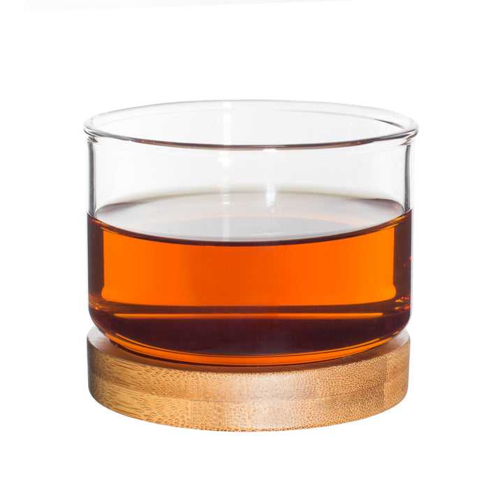 Bamboo Tea Set for 2 People – 33-Ounce Clear Glass Teapot/Kettle with Two 5-Ounce Cups