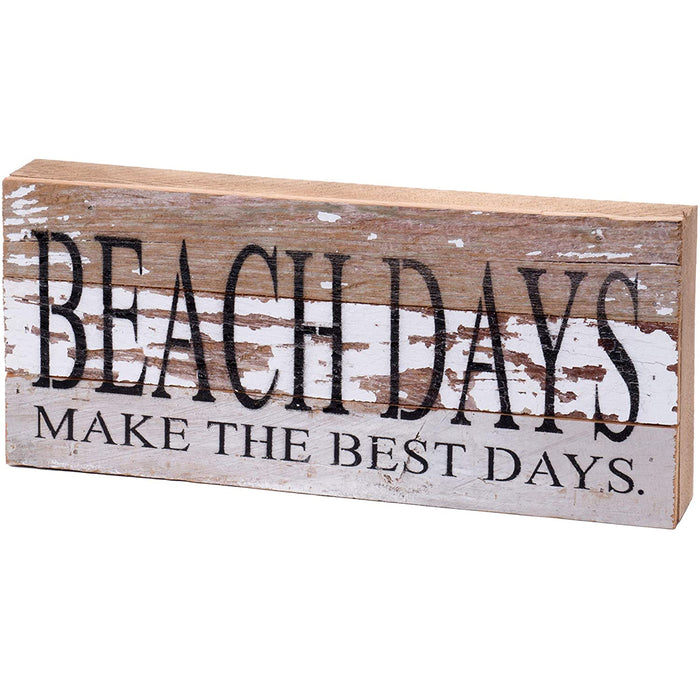 Second Nature By Hand 14x6 Inch Reclaimed Wood Art, Handcrafted Decorative Wall Plaque — Beach Days Make The Best Days