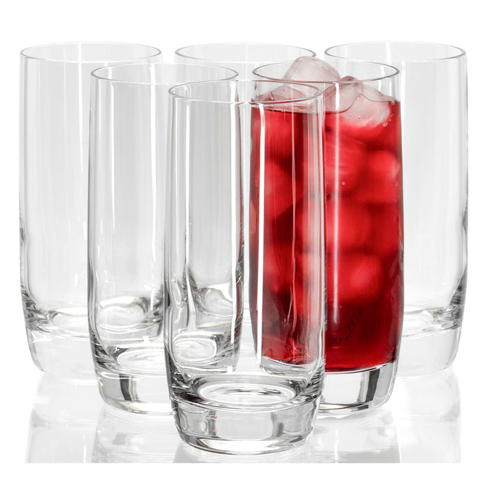 Red Co. Tall Highball Clear Drinking Glass Set of 6 for Water, Juice, Beer, Wine, and Cocktails 11.8oz