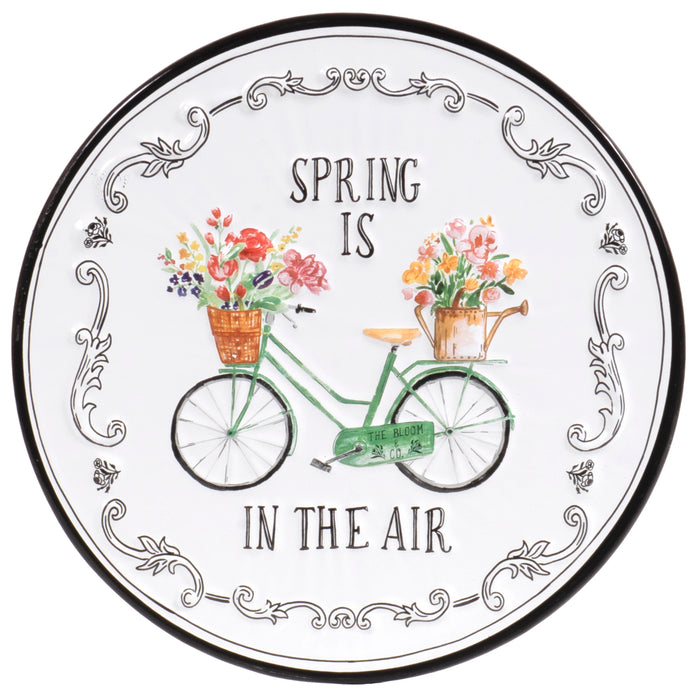 Red Co. Decorative Round White Metal Wall Hanging Art Décor Ornament Sign, 12 Inches – Spring is in The Air