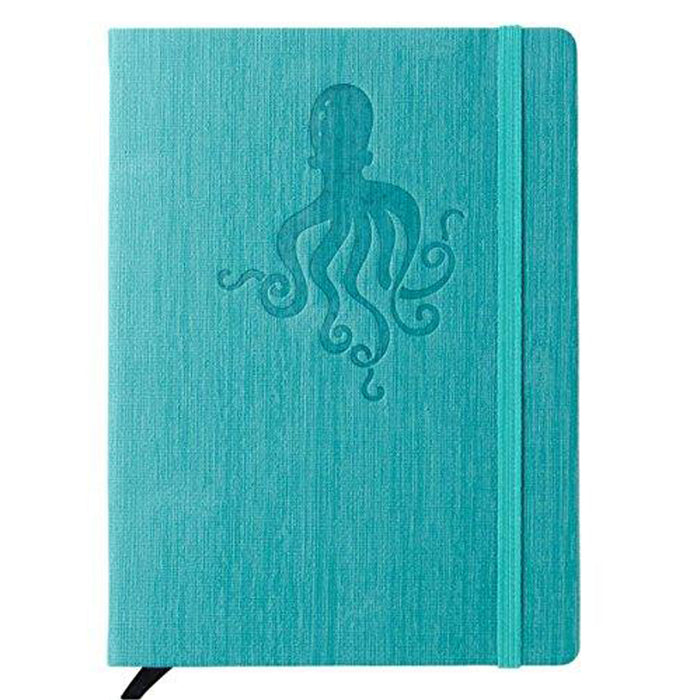 Red Co Journal with Embossed Octopus, 240 Pages, 5"x 7" Lined, Turquoise
