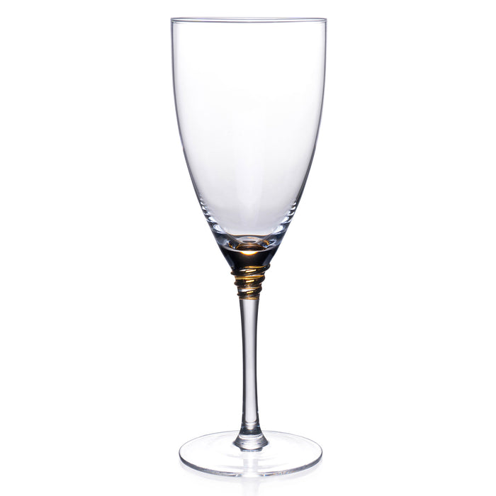 Crystal Clear Handcrafted Helix Gold Wine Glasses and Champagne Flutes, 10 Ounce - Set of 4
