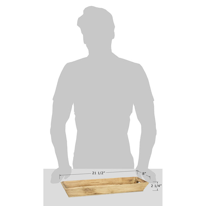 Red Co. 21.5” x 8” Large Rectangular Rustic Wood Decorative Tray with Handles, Natural Brown