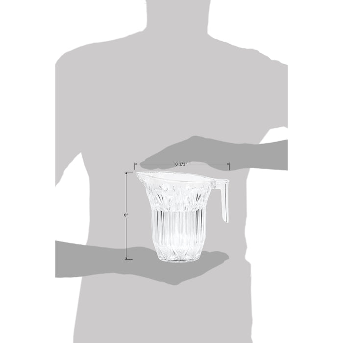 Red Co. Clear Polystyrene Ribbed Pitcher with Open Handle Large Spout for Water, Iced Tea, Lemonade, Sangria - 72 Ounce - Made in USA